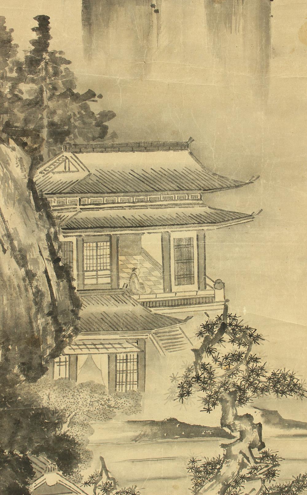 曾我蕭白 曽我蕭白 (1730-1781) 作 日本のアンティーク掛軸 / 破墨山水