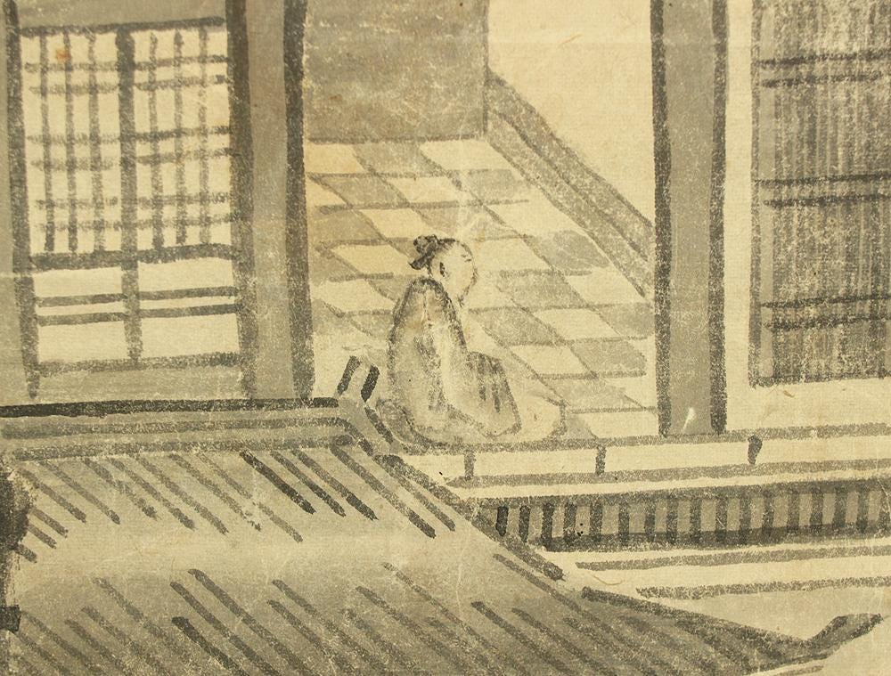 曾我蕭白 曽我蕭白 (1730-1781) 作 日本のアンティーク掛軸 / 破墨山水