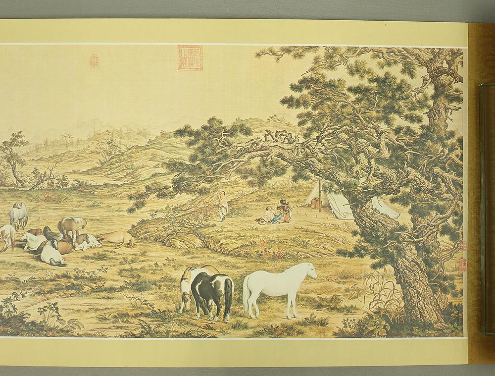 巻物　郞世寧百駿圖 Print - Giuseppe Castiglione 郎世寧 Chinese Scroll Rolled