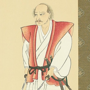 Reproduction Print - Kano school Japanese art kakejiku kakemono wall hanging scroll / 宮本武蔵図 Portrait of Miyamoto Musashi  RC421