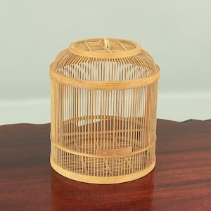 Japanese bamboo craft vintage handmade artisanal birdcage for small bird V733