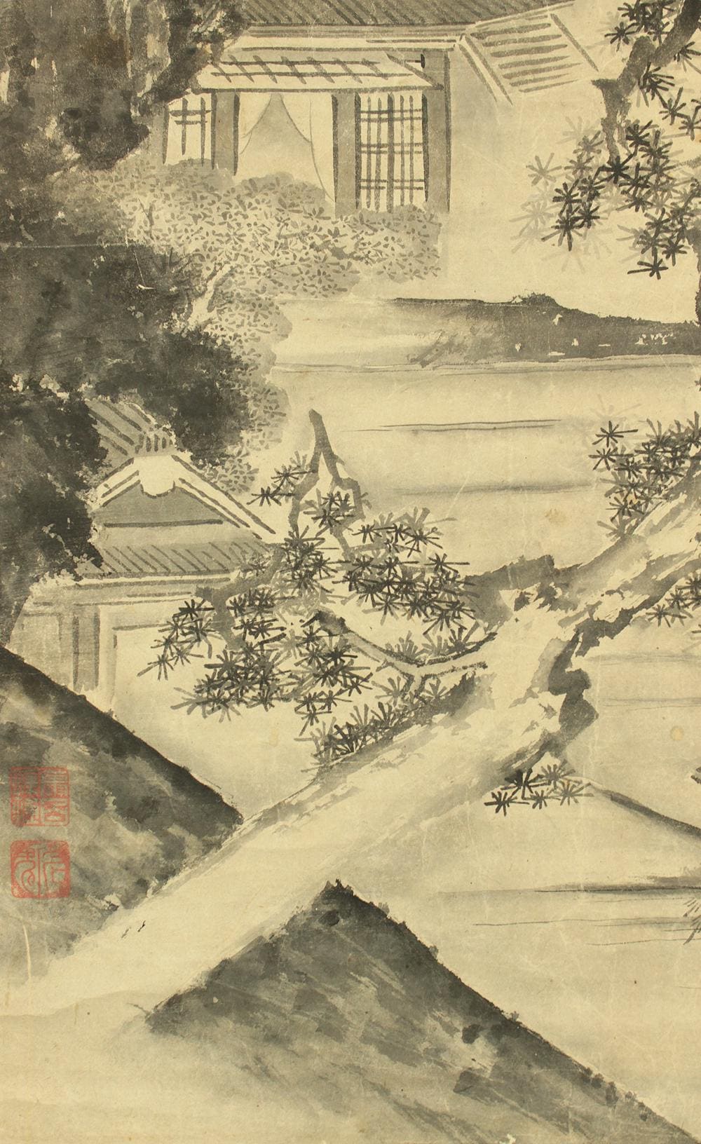 曾我蕭白 曽我蕭白 (1730-1781) 作 日本のアンティーク掛軸 / 破墨山水