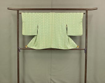 Haori Japanese Kimono Coat with Light Yellow-Green color Pattern Cloisonne KI154