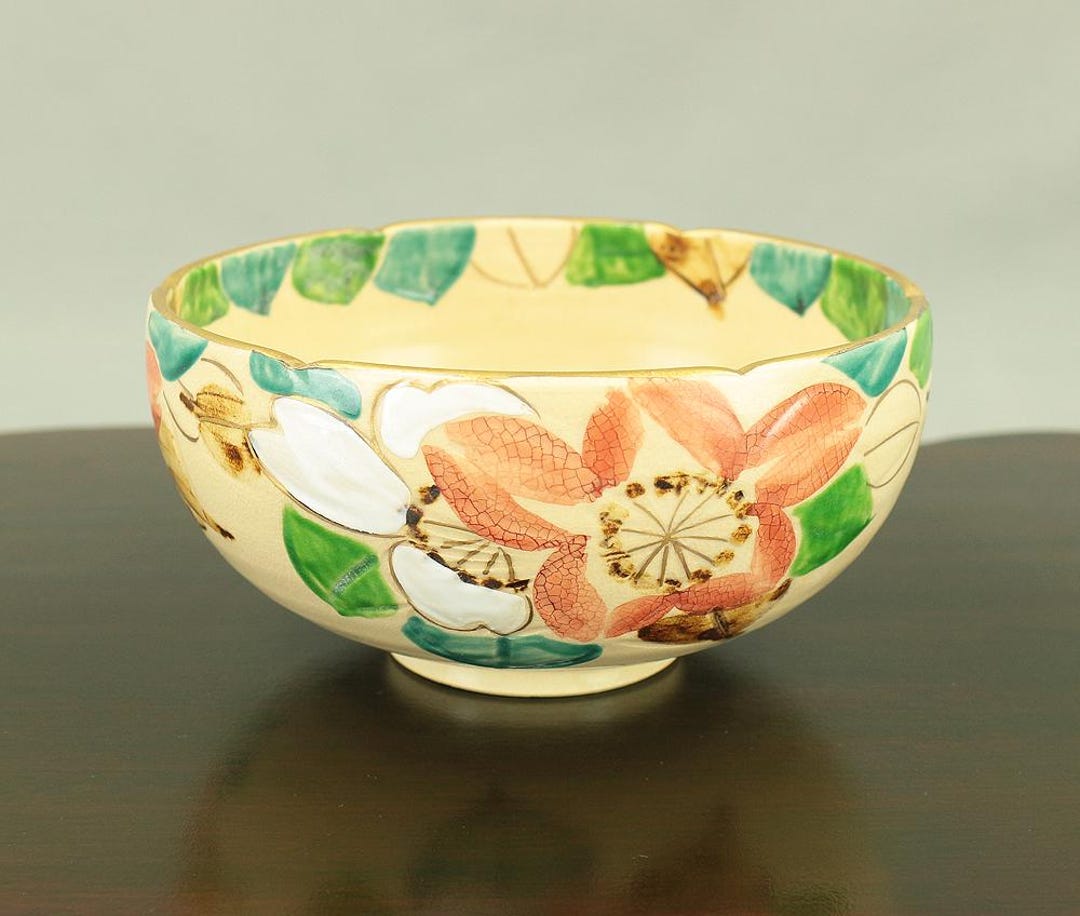 平安高峰 平安幸峰 清水焼 清水焼 山茶花絵菓子鉢 椿 山茶花菓子鉢 箱 