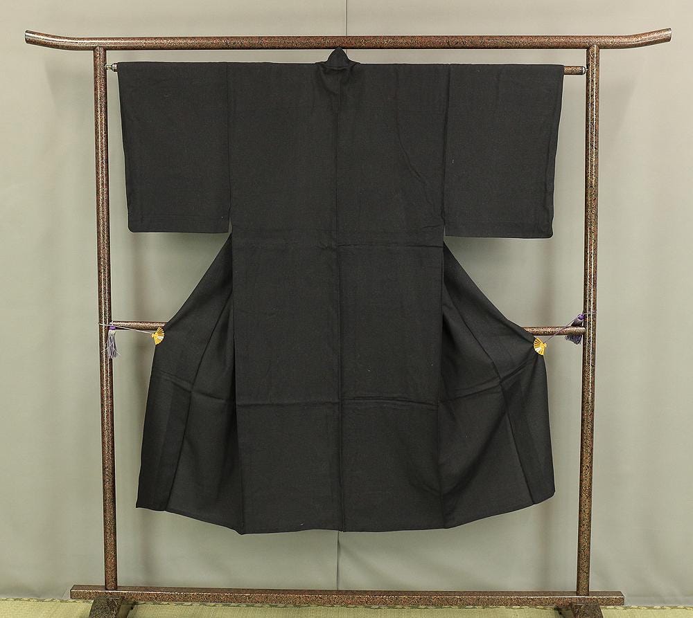 Usumono Japanese Men's Kimono Thin Deep Blue Black For Summer KI168