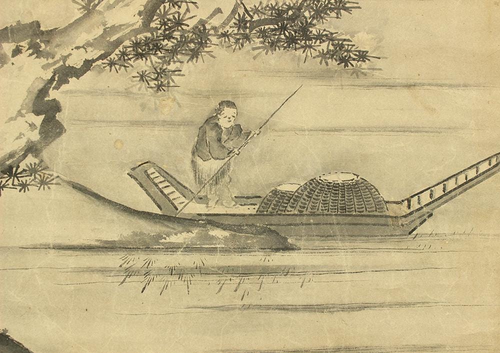 曾我蕭白 曽我蕭白 (1730-1781) 作 日本のアンティーク掛軸 / 破墨山水