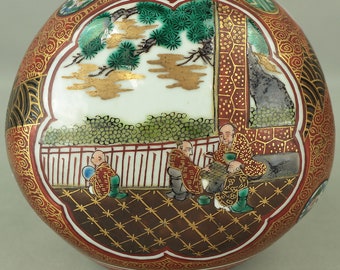 日本の九谷焼 三角壺 九谷庄三 (1816-1883) 花とセージ V969 - Etsy 日本