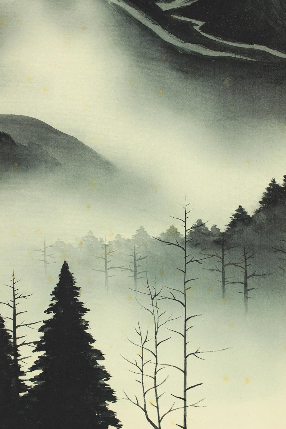 蓬莱山 水墨画 滝と山の風景 掛軸 【公式通販】