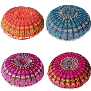 Wholesale Lot Of Assorted Large Mandala Floor Pillows Round Bohemian Meditation Cushion Cover