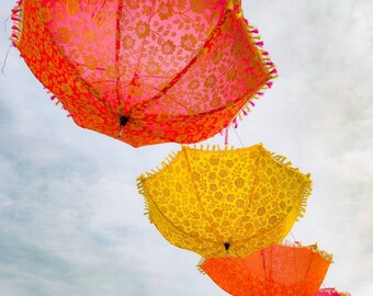 5 PC Lot Indian Traditional Wedding Decorative Handmade Sun Umbrella Parasols