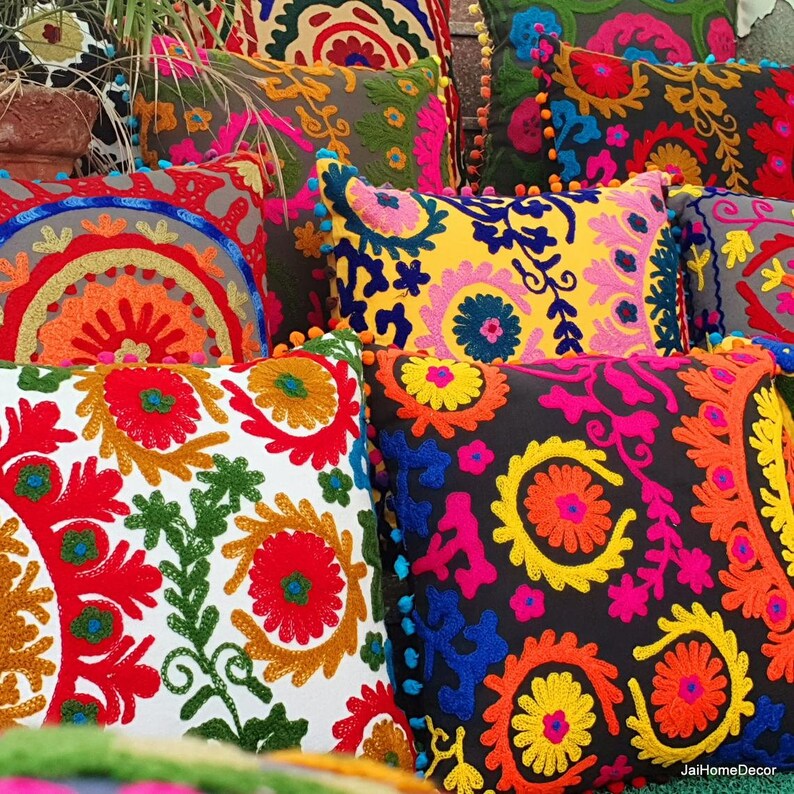 Wholesale Lot Suzani Cushion Cover Cotton Embroiderer Cushion Etsy