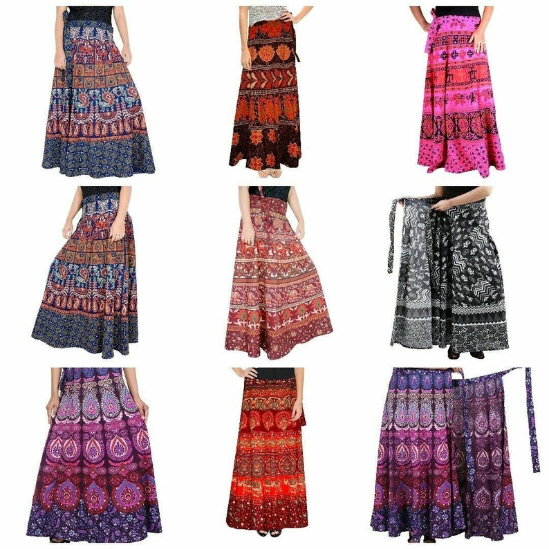 20 Pc Mix Lot Indian Silkcotton Long Skirts Women Wrap - Etsy