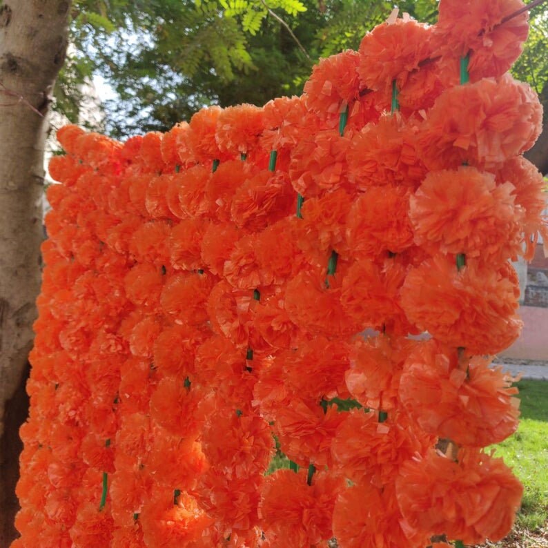Artificial Orange Marigold Flower Garlands Vine Wedding Indian Etsy