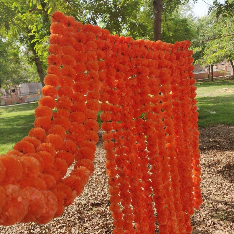 Artificial Orange Marigold Flower Garlands Vine Wedding Indian Etsy