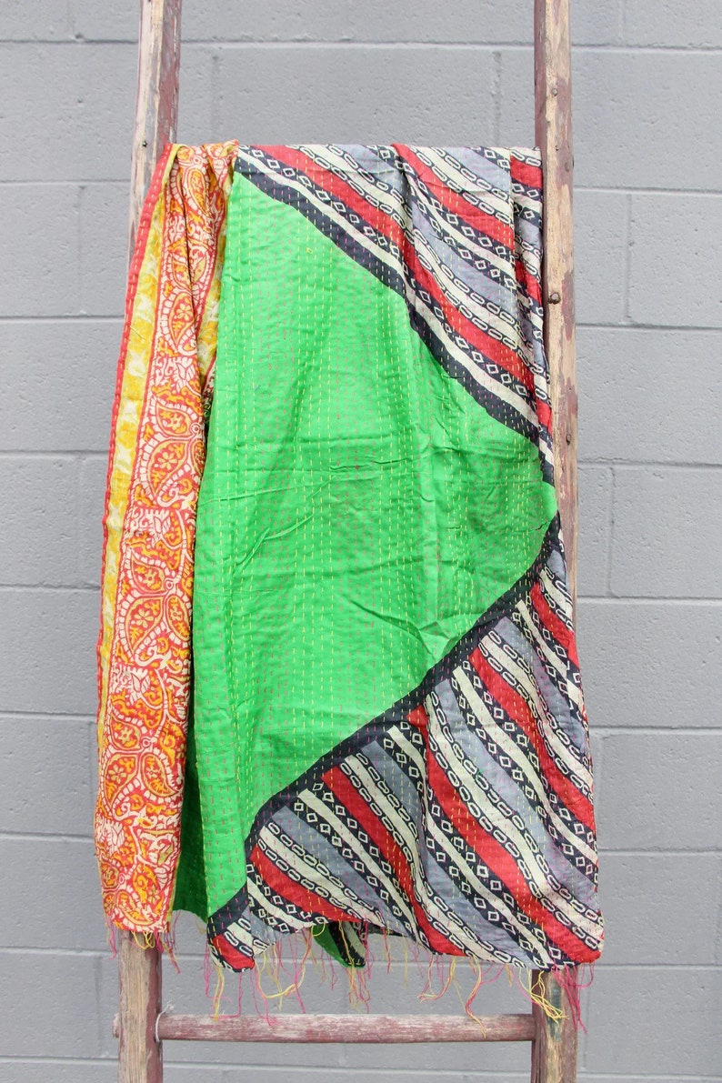 Wholesale Lot Of Silk Indian Vintage Kantha Scarf Scarves Kantha Stole Wrap Sari Patchwork Handmade Dupatta image 6