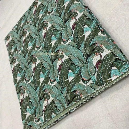 NEW Banana Leaf Print Kantha Quilts Blanket and Throw Kantha Etsy