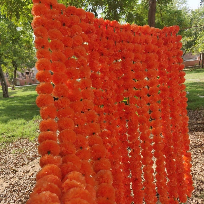 Artificial Orange Marigold Flower Garlands Vine Wedding Indian Etsy