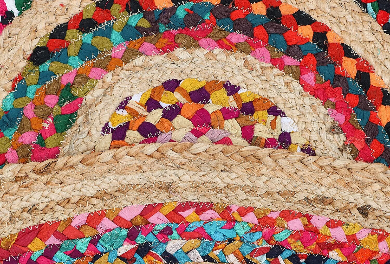 Hand Braided Rug Natural Jute Rug Round Rug Chindi Cotton Rug Etsy