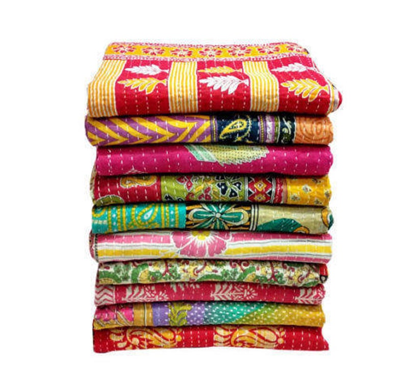 Kantha Throw Blankets & Quilts Assorted Colors Etsy