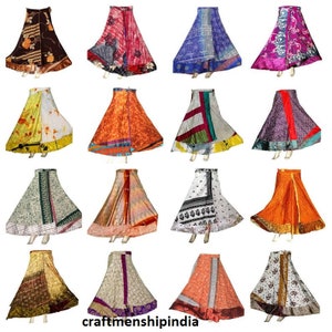 Indian Silk Long Wrap Skirts Reversible Vintage Silk Tea - Etsy