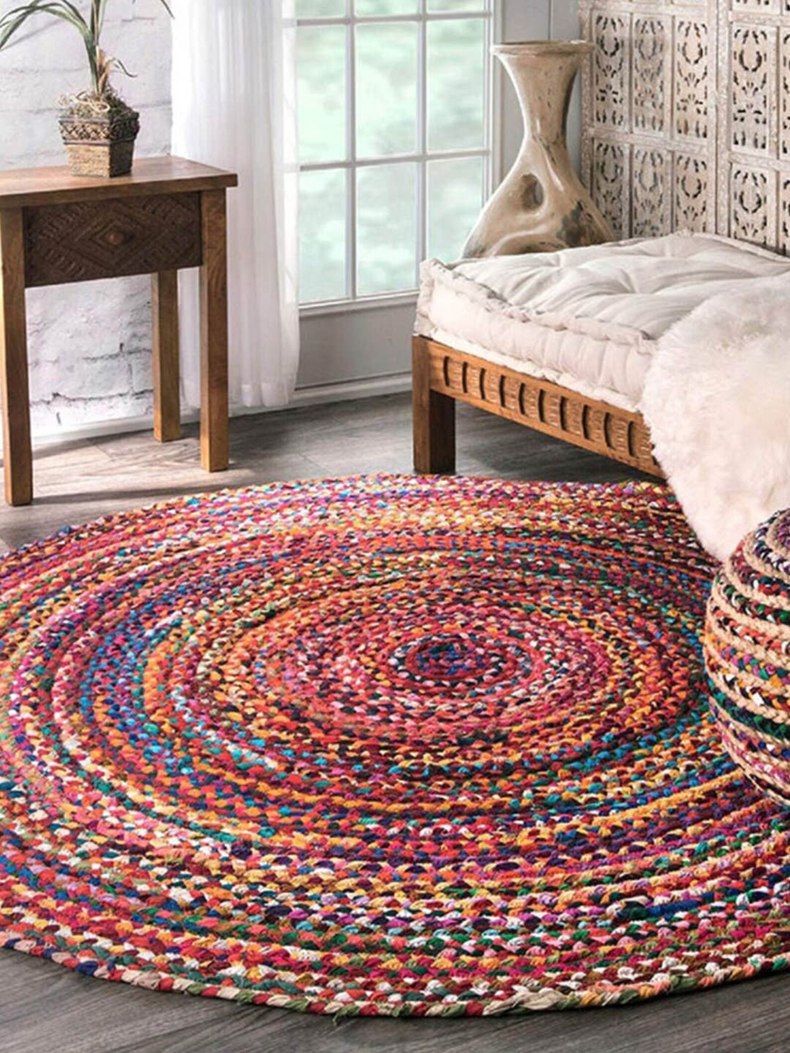 Multi Color Hand Woven Jute Carpet Etsy