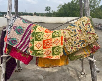 KANTHA THROW, Bedspread, Reversible Blanket, Party Throw