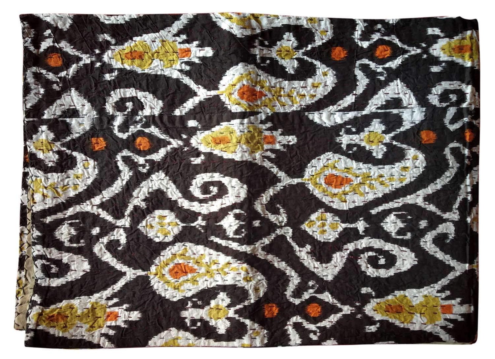 Ikat Print Kantha Cotton Quilt Indian Handmade Kantha Quilt Etsy