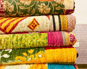 Wholesale Lot of Patchwork Kantha Quilt Indian Vintage Handmade Reversible Kantha Throw Blanket Bedsread Bohemian Home Decor Blankets