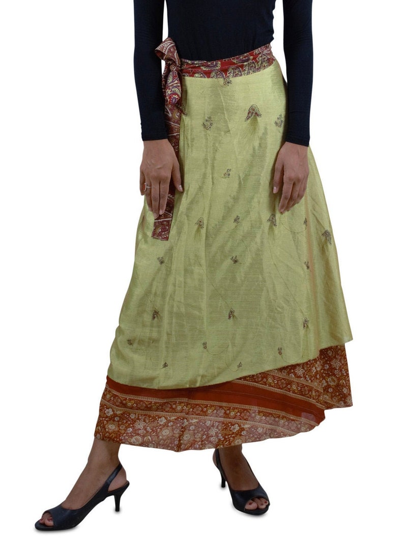 Reversible Vintage Double Layered Silk Wrap Skirt Midi Skirt Etsy