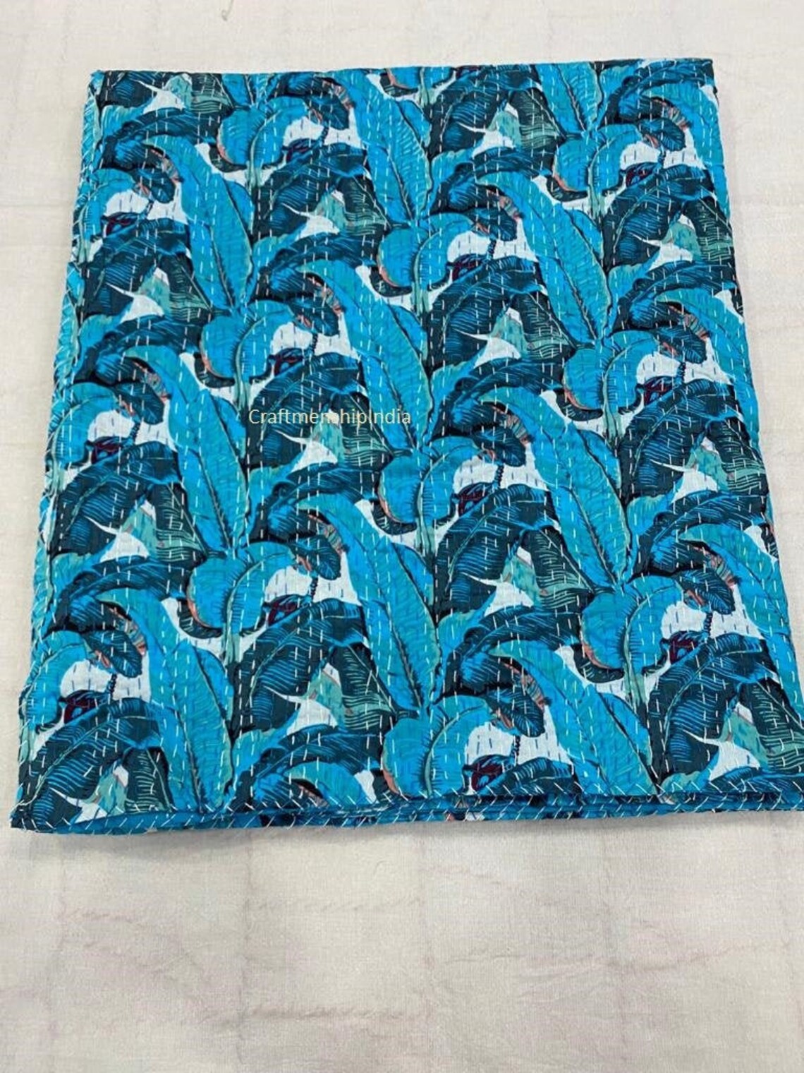 NEW Banana Leaf Print Kantha Quilts Blanket and Throw Kantha Etsy