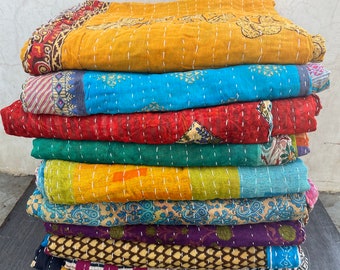 Wholesale Lot  of Bohemian Kantha Quilts Handmade Vintage Quilts Indian Kantha Throw Blanket Bedspread Quilting Bed Cover Hippie Quilt
