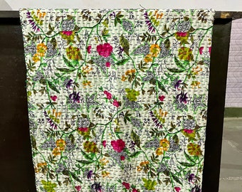 Indian Handmade Cotton Life of Paradise Kantha Quilt