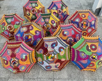 Wholesale Lot Of Indian Decorative Wedding  Umbrella Vintage Cotton Women Sun Parasols