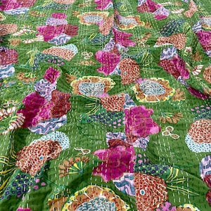 Tropical Fruit & Plants Kantha Blanket