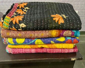 Wholesale Lot  of Bohemian Kantha Quilts Handmade Vintage Quilts Indian Kantha Throw Blanket Bedspread Quilting Bed Cover Hippie Quilt