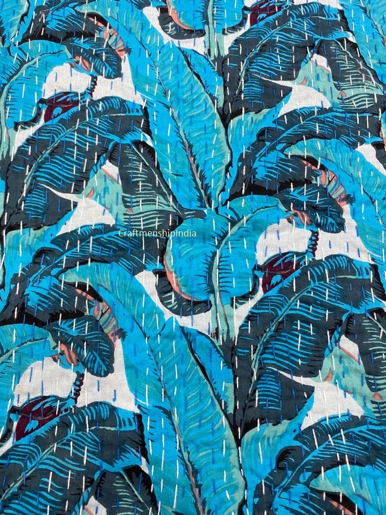 NEW Banana Leaf Print Kantha Quilts Blanket And Throw kantha Etsy