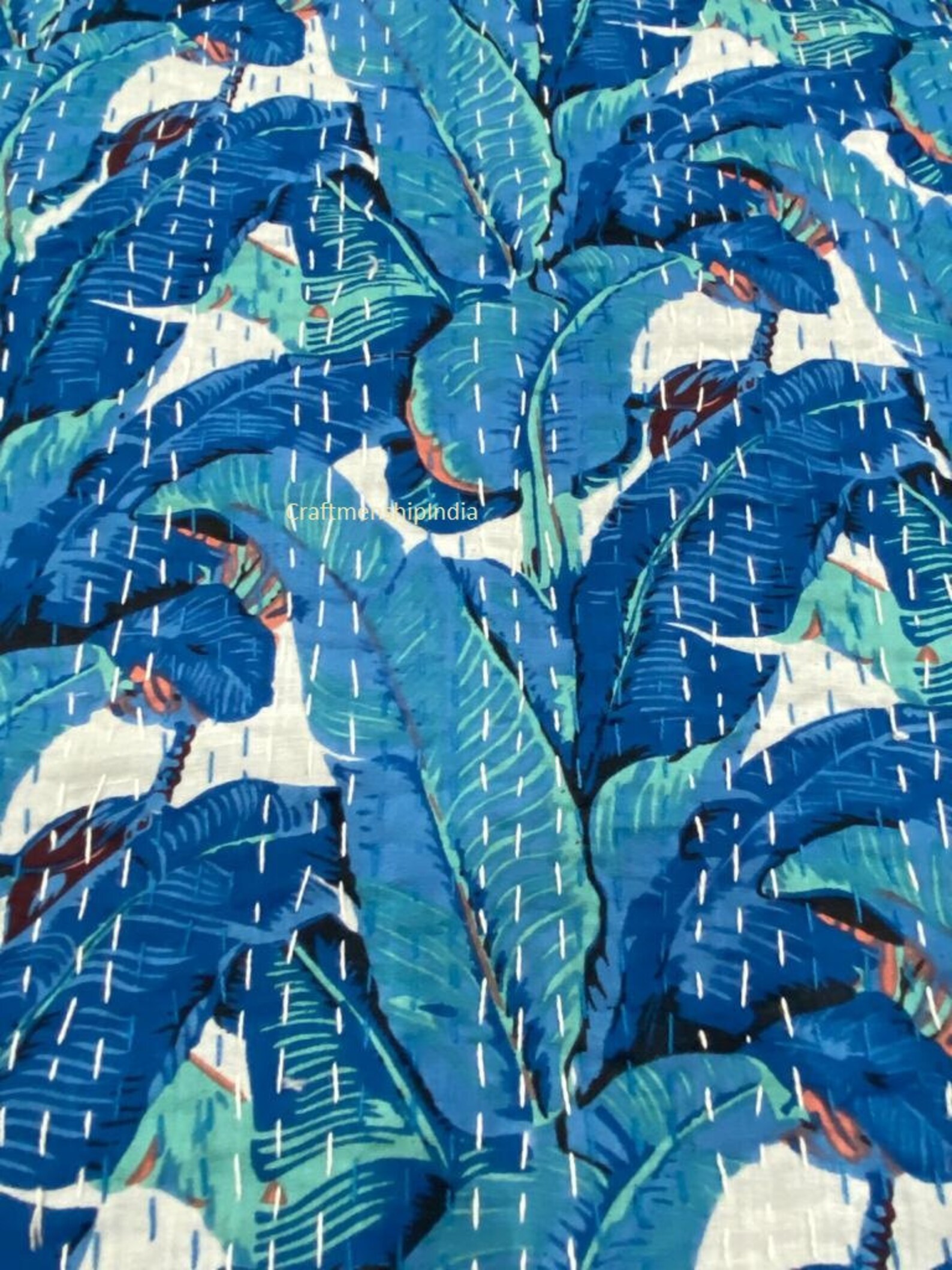 NEW Banana Leaf Print Kantha Quilts Blanket and Throw Kantha Etsy