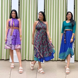 Silk Sari Long Wrap Skirts Bohemian Reversible Quality Silk Magic Maxi Skirts Darn Good Yarn Skirts image 2