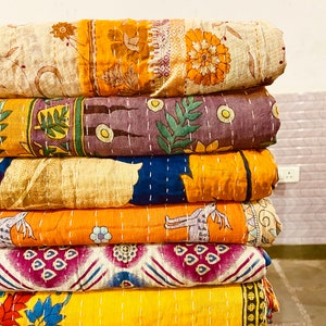 Wholesale Lot Vintage Kantha Quilt, Indian Sari Quilt Kantha Throw Blanket, Antique Kantha Twin Bedspread Bedding, Boho Kantha Quilts hippie zdjęcie 2