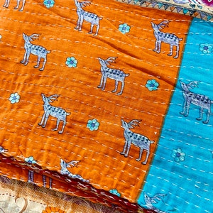 Vintage Kantha Quilt, indische Sari Quilt Kantha Decke, antike Kantha Twin Tagesdecke Bettwäsche, Boho Kantha Quilts Hippie Bild 5