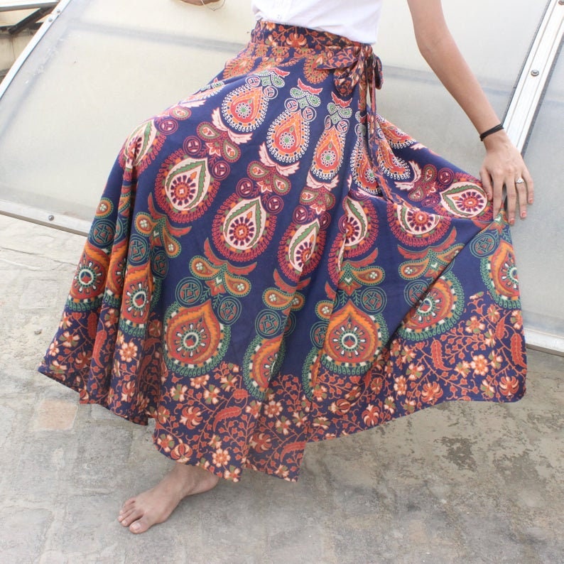 Indian Boho Skirt Wrap Skirt Boho Maxi Skirts Mandala Maxi | Etsy