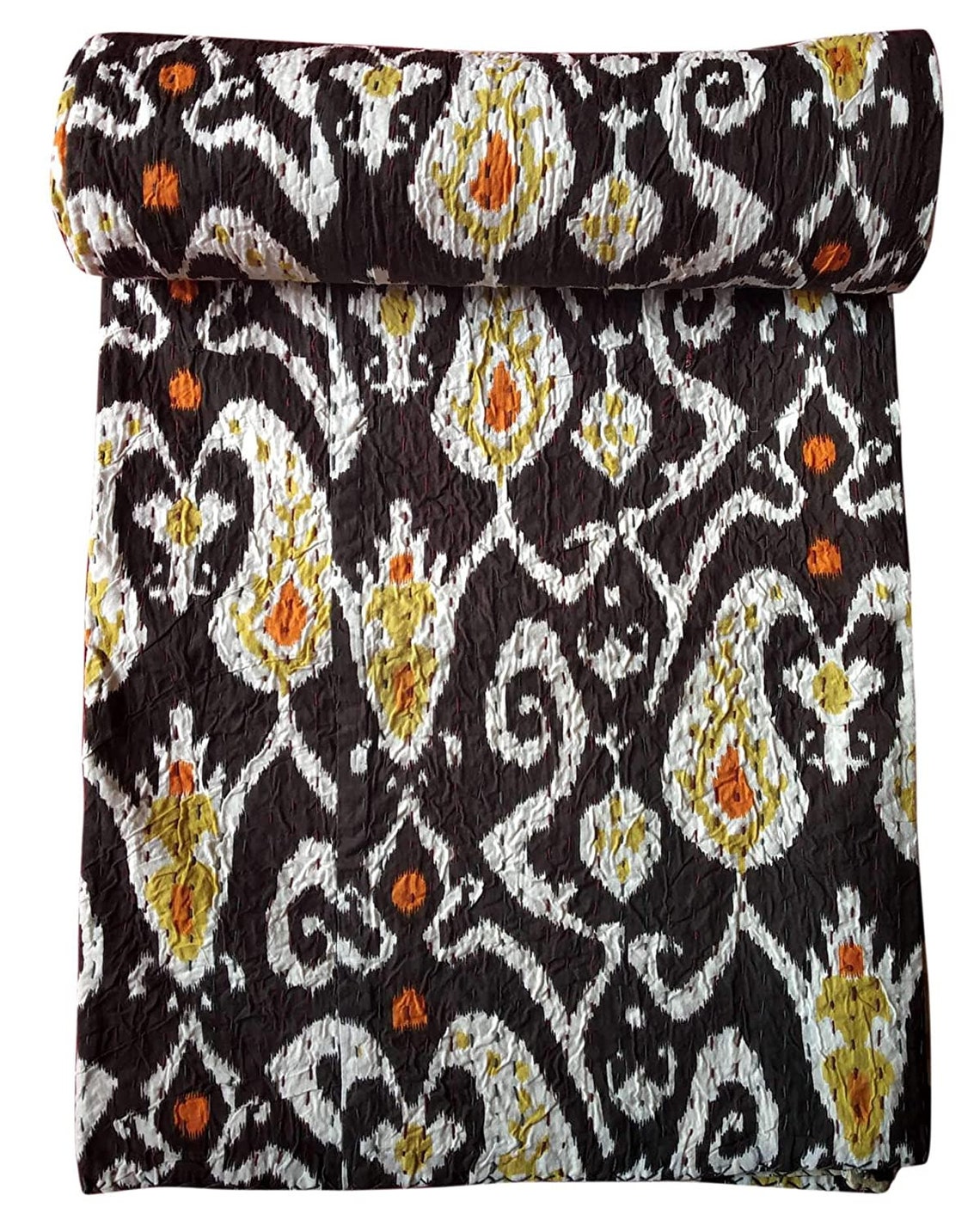 Ikat Print Kantha Cotton Quilt Indian Handmade Kantha Quilt Etsy