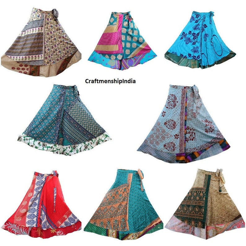 5 PC Lot Indian Silk Skirts Women Wrap Bohemian Skirt Gypsy - Etsy