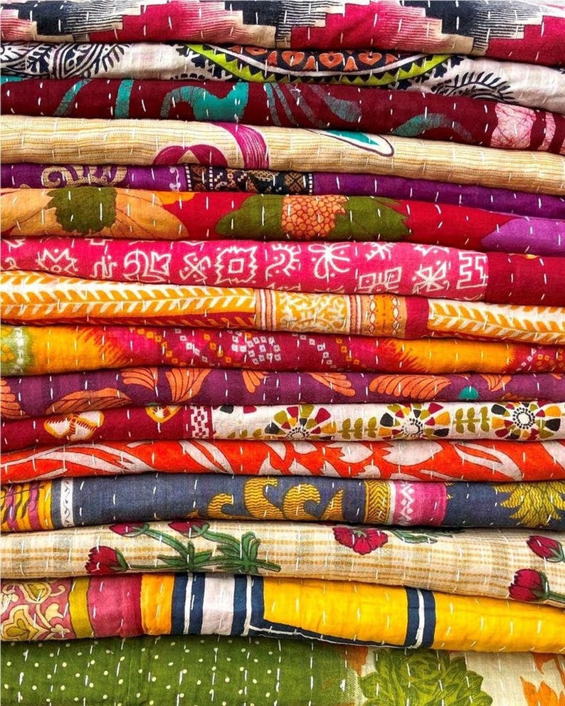 Wholesale Lot of Indian Vintage Kantha Quilt Handmade Throw Etsy