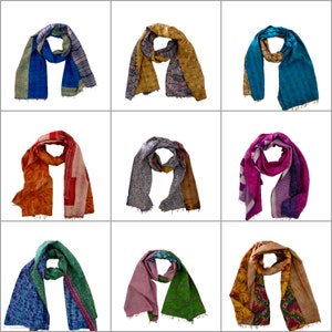 Wholesale Lot Of Silk Indian Vintage Kantha Scarf Scarves Kantha Stole Wrap Sari Patchwork Handmade Dupatta image 7