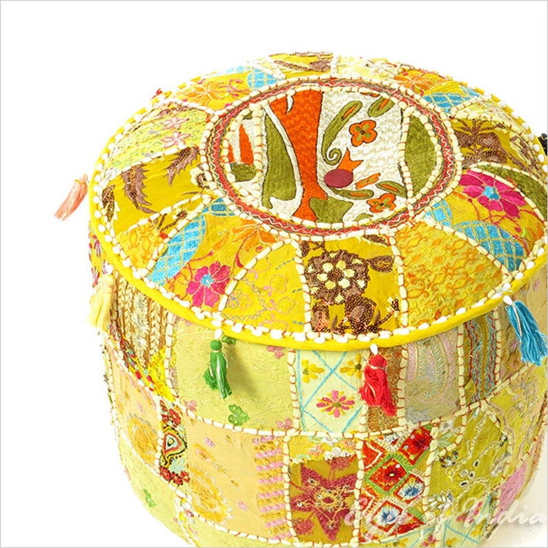 Ottoman Pouf Stool Round Seating Pouf Cover Ottoman Furniture Etsy