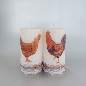 Rooster and Chicken Candle Set