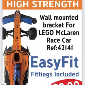 Wall mount for Lego McLaren 42141 | Race Car  - IN STOCK READY - Fixings included for free!