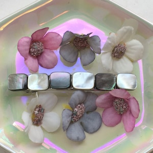 Gray and Black Iridescent Shell Barrette