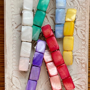Mother of Pearl Beads on a French Style Barrette. Shell clip. Choose color and size.